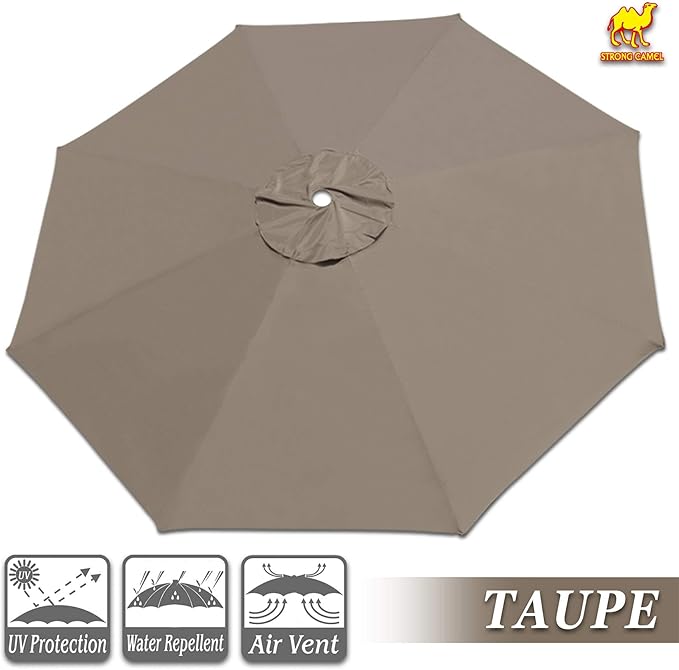 Replacement Patio Umbrella Canopy Cover for 13ft 8 Ribs Umbrella Taupe (CANOPY ONLY)-TAUPE