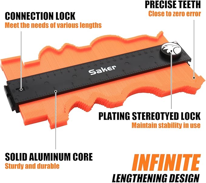 Saker Mini Chainsaw,4 Inch Portable Electric Chainsaw Cordless-Saker Contour Gauge Profile Tool