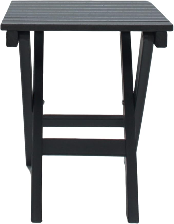 Outdoor Side Table Patio HDPE Small Outside Plastic Folding End Tables for Porch, Patio, Adirondack, Pool, Indoor, Deck, Balcony, Coffee, Black