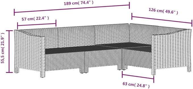 Patio Furniture Sets,Outdoor loveseat,Patio Conversation Sets,6 Piece Patio Lounge Set with Cushions Gray Poly RattanSuitable for Patio, Garden, Gazebo Low