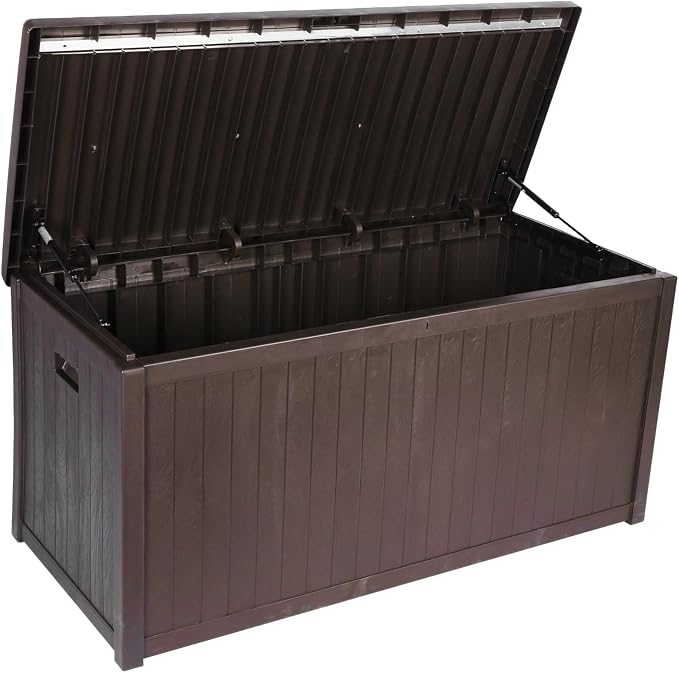Large Outside Storage Box Container Lockable Deck Storage Box Waterproof for Furniture Outdoor Cushions Garden Pool Tools