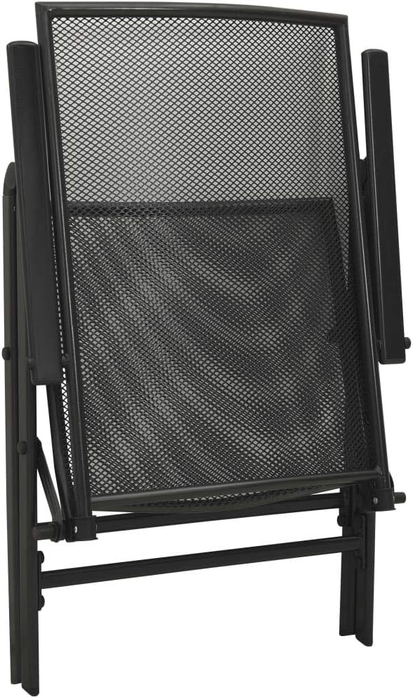 5 Piece Patio Dining Set Steel Anthracite Outdoor Furniture Table and 4 Reclining Chairs with Mesh Design Weather Resistant for Garden Backyard Balcony Patio Use Adjustable Foldable Space Saving