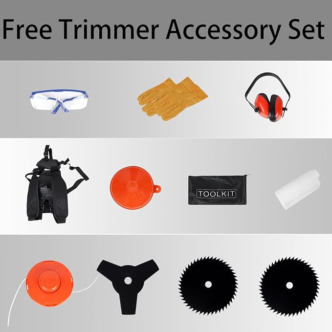Gas Powered String Trimmer 52cc 6 in 1 Multi Functional Garden Trimming Tools, Weed Eater Gas Powered Hedge Trimmer Lawn Edger, Long Reach Pole Saw for Tree Trimming Branch Brush Cutter