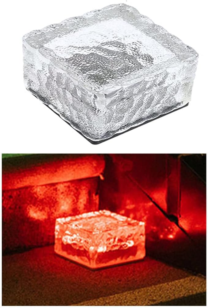 Outdoor Ice Cube Bricks Rocks Lights Solar Powered LED In Ground Pathways Patio Yard Garden Glow Lights Decor