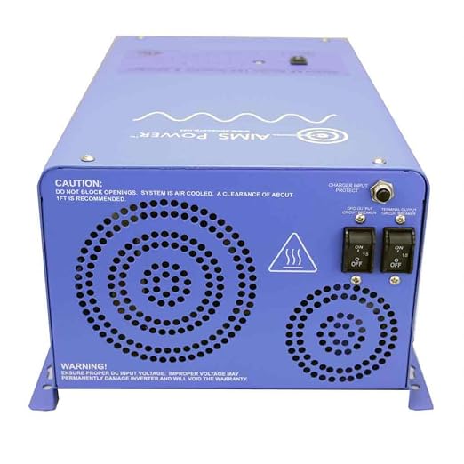 AIMS 3000W 12V Pure Sine Inverter Charger w Transfer Switch 120/240V ETL