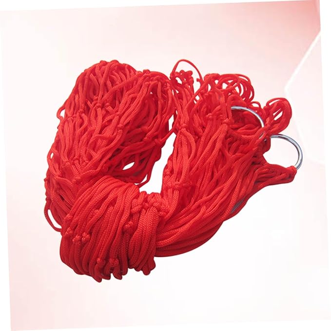 MaGiLL 3pcs Nylon Rope Mesh Hammock Patio Hanging Chair Rope Tree Hammock Rope Hammock Chair Hanging Nap Bed Nylon Mesh Hammock Meshy Rope Hammock Travel Red Outdoor Leisure Hanging Net