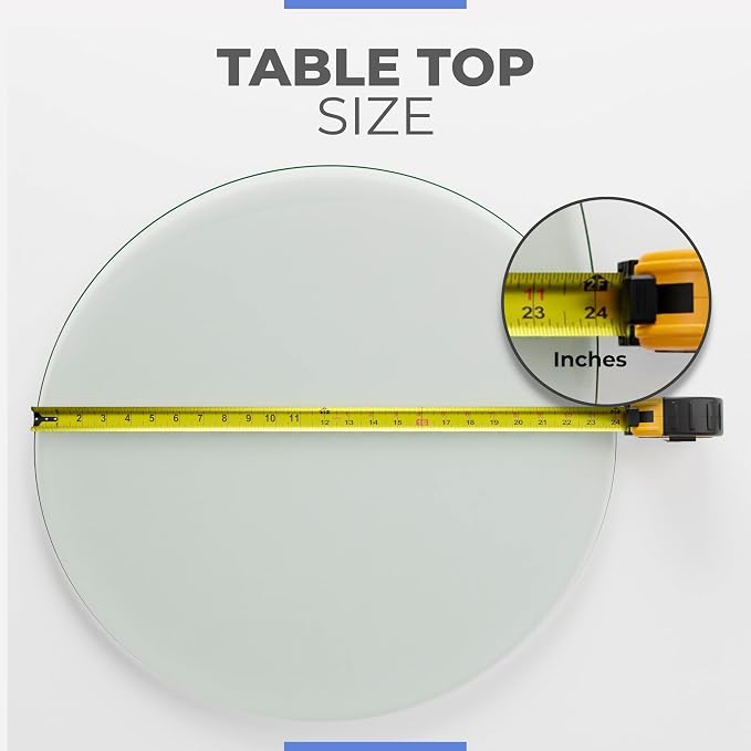 24" Inch Round Glass Table Top 3/8" Thick Pencil Polish Edge Tempered by Fab Glass and Mirror