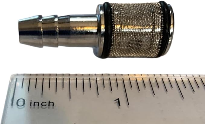 Pressure Washer Detergent Chemical Soap Hose Brass & Chrome Pickup Filter/Screen & Check Valve 1/4 OD Barb, with Internal Check Valve, 400 Micron