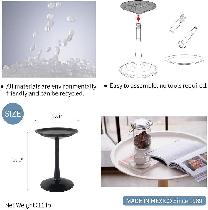 Lagoon Sprout Black Round Side Table
