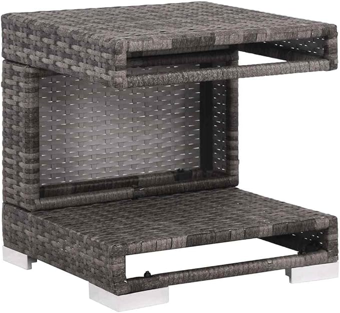 vidaXL Patio Furniture Set 7 Piece, Patio Conversation Set with Cushions and Canopy, Sectional Sofa with Side Table, Wicker Furniture, Poly Rattan Gray