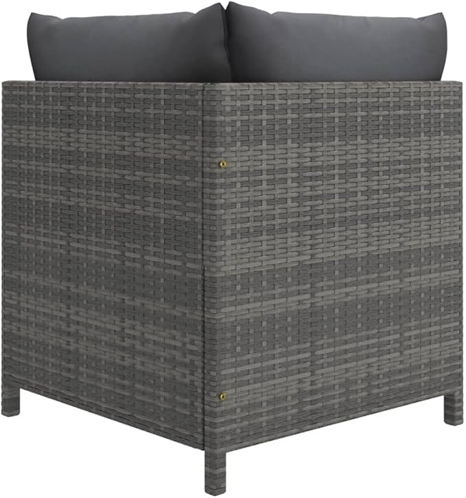 10-Piece Patio Conversation Set Grey PE Rattan Modular Outdoor Sectional Couch 23.6"x23.6"x23.6" for Garden Balcony Terrace
