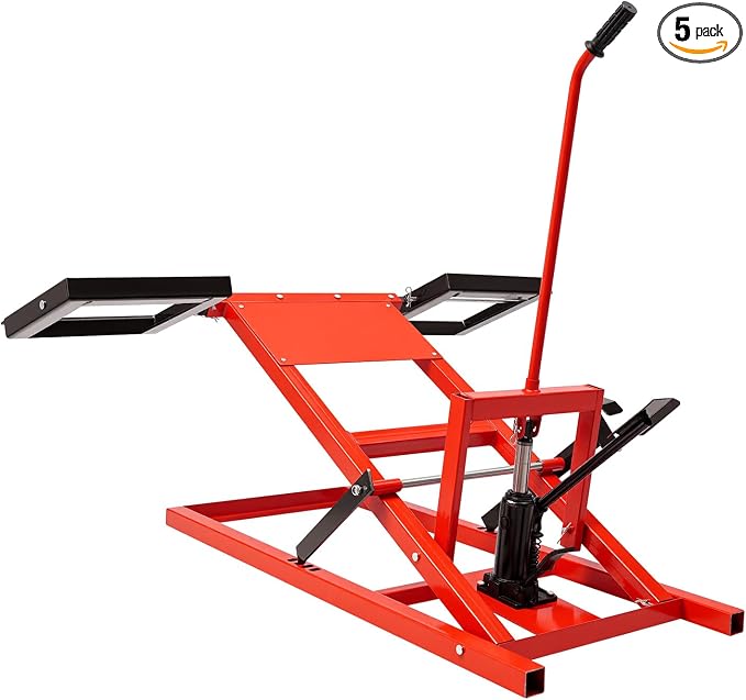 Lawn Mower Lift, Hydraulic Cylinder Lift Jack 500 Lbs Capacity, Retractable Riding Mower Lifts for Riding Tractors and Zero Turn Lawn Mowers Maintenance and Repair (Red)