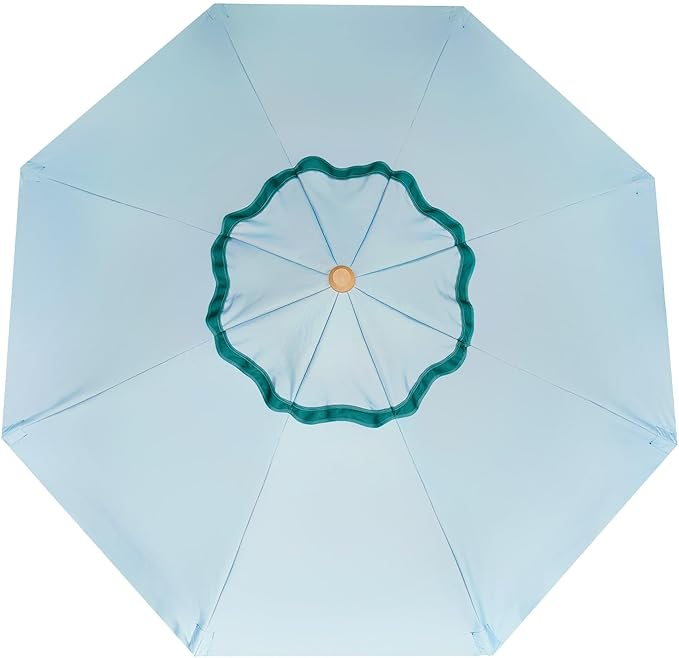AMMSUN 8.2ft Vintage Wood Outdoor Umbrella, with a pulley system, UPF 50+, for markets, gardens, porches, courtyards, beach terraces, cafes, taverns, dining tables, pool sides, wedding venues