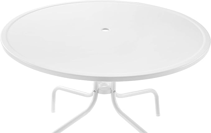Crosley Furniture Griffith 5-Piece Outdoor Dining Set for 4, Retro Metal Round Patio Table and Chairs, White and Aqua
