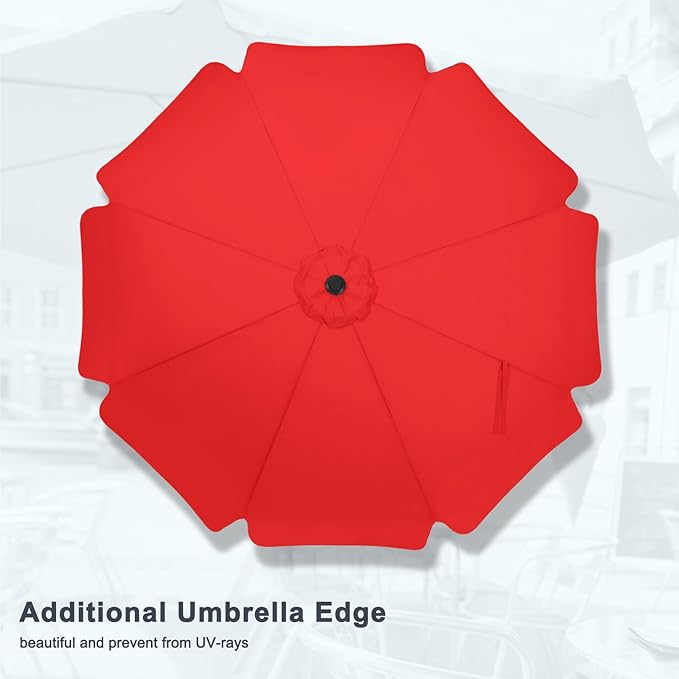 MASTERCANOPY 10ft Patio Umbrella with Valance, Crank and Tilt – 8 Ribs Outdoor Market Umbrella, UV/Fade Resistant, Waterproof Canopy with Wind Vent for Garden, Deck, Backyard, Pool (Red)
