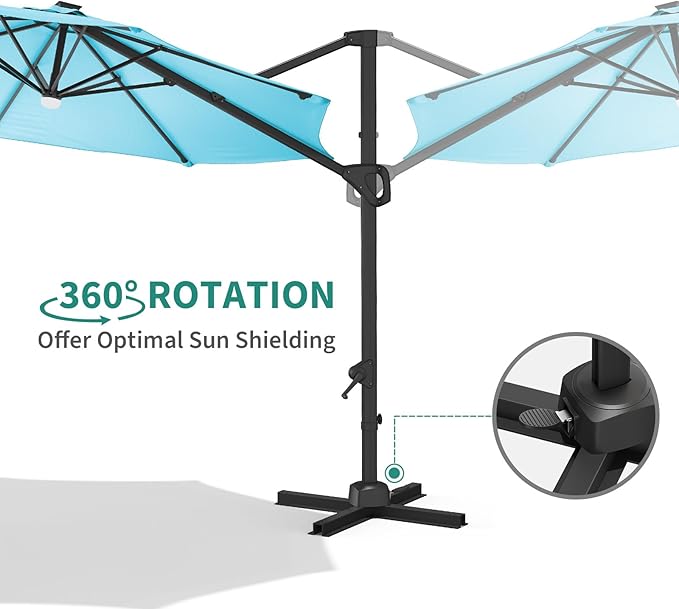 10 Ft Offset Patio Umbrella with Base Included, Round Cantilever Umbrella with UV Protective And Water Resistant Canopy, 360° Rotation, Integrated Tilting System, Beige