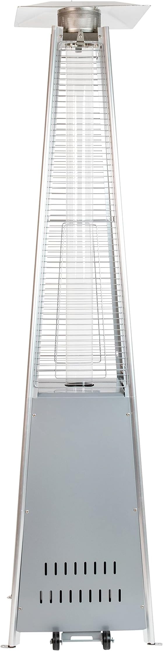 Flash Furniture Outdoor Patio Heater with Wheels - Silver - 42,000 BTU - 7.5 Feet Tall - Stainless Steel - For Residential and Commercial Use