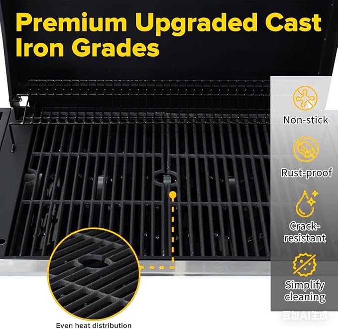 CIG GARDEN 4-Burner Propane Flat Top Grill, 42,000 BTU Stainless Steel Commercial-Style Griddle for Patio, Backyard, Camping & Outdoor BBQ