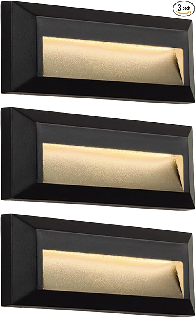 ZONK LED Outdoor Indoor Step Lights, Line Voltage 110-240V 2W Non-dimmable 3000K IP65 Waterproof Deck Stairway Retaining Wall Lights, 3Pack