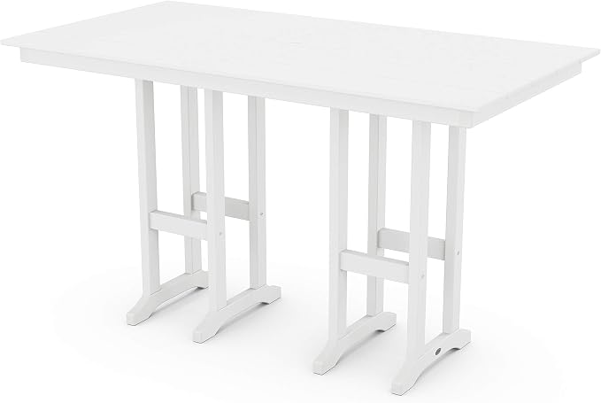 Polywood® Farmhouse 37" x 72" Bar Table in White