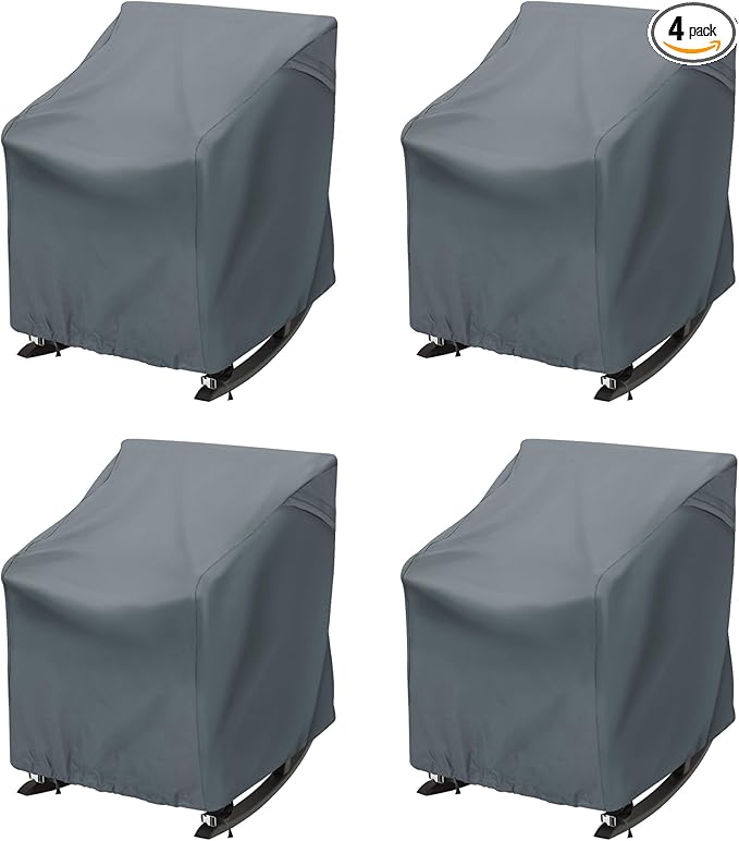 Patio Swivel Rocking Chair Covers, UV-Resistant All Weather Outdoor Lounge Chair Protectors for Deck, Lawn & Garden Furniture, 4 Pack-27.5" W x 32.5" D x 39" H, Grey