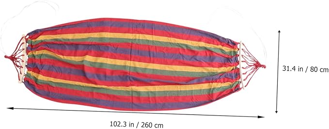 Single Person Rainbow Striped Leisure Hammock for Outdoor Travel, Wide Cotton Canvas Swing with Anti-tip Design, Suitable for Camping and Garden Relaxation