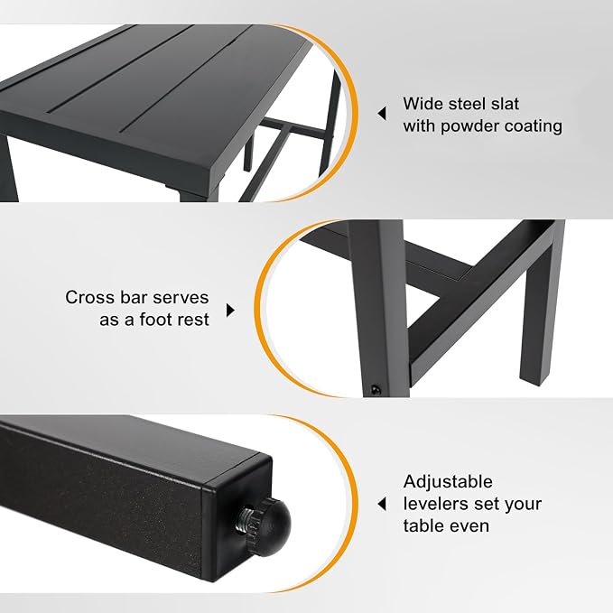 Anmutig Patio Outdoor Bar Table 53 inch Height Bistro Table High Top Bar Metal Table with Waterproof Top for Hot Tub Home Kitchen Cafe