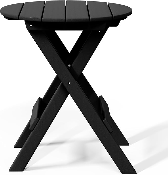 WestinTrends Malibu HDPE Outdoor 24.5 Inch Round Portable Folding Patio Dining Table, Black