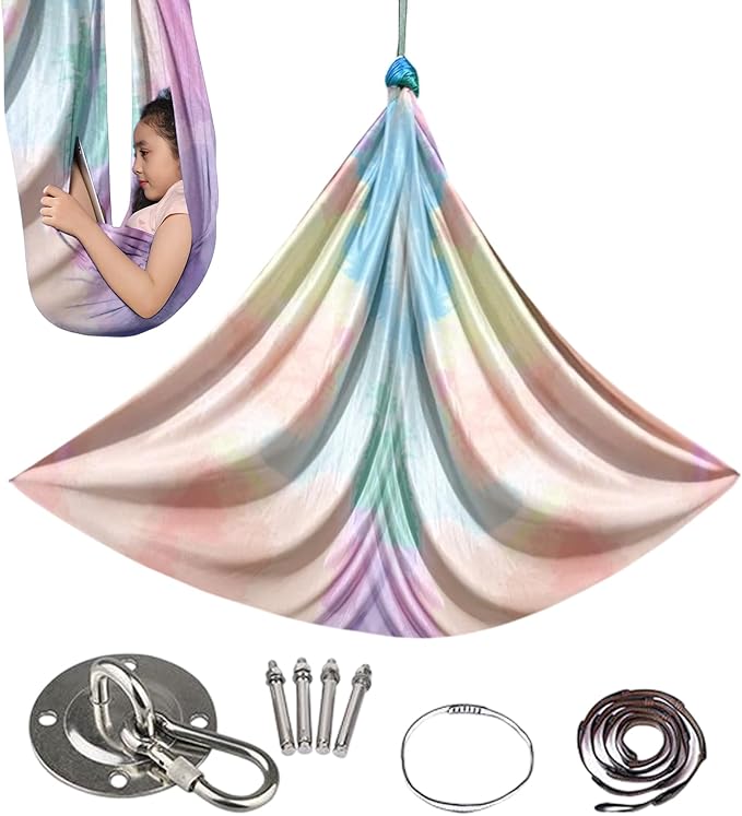 Aerial Hammock, Durable, Portable, Silk – Yoga Swing Set Fitness, Stretch Portable Equipment Indoor, Gym Exercise Adults Women Men | Indoor Gym Exercise Adults Women Men Kids Versatile