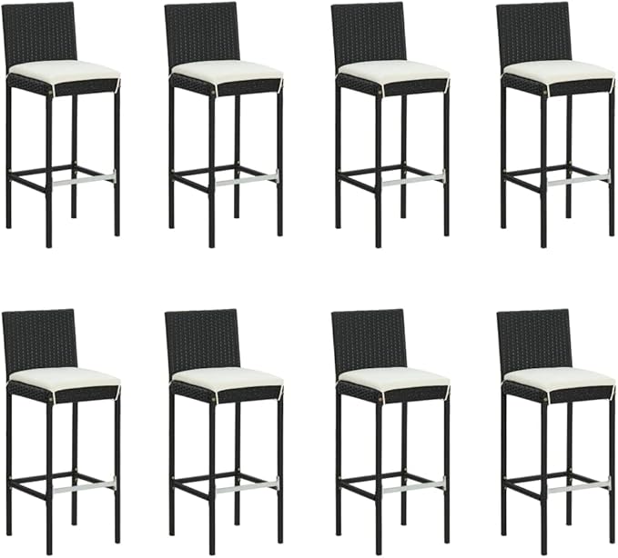 Patio Bar Set with Cushions,Patio Lounge Set,Conversation Sets,Outdoor Garden Table and Chairs Sets,Outdoor Patio Furniture,for Patio,Backyard,Garden,9 Piece Black