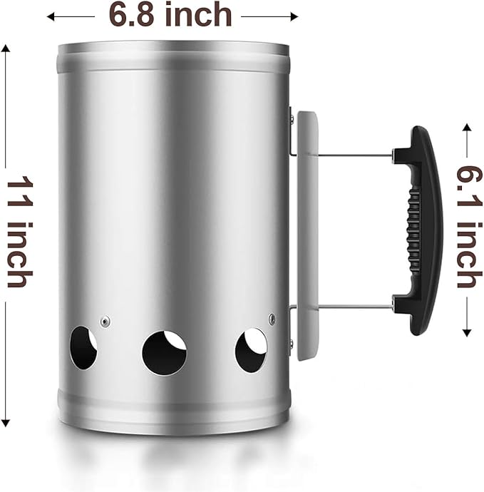 BEAU JARDIN Charcoal Chimney Starter Large Capacity BBQ Grill Lighter Barbecue Fire Starter Grilling for Charcoal Grill Briquette Coal Fire Starter Chimney for Grills Outdoor Cooking Can Accessories