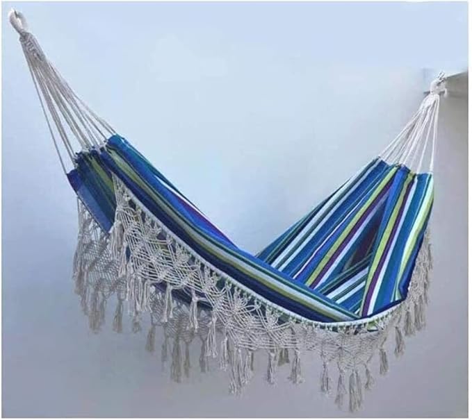 Camping Hammock Bed Tassel Cotton Hamock Outdoor Hammock Garden Swing Bed Load Capacity Up to 120 Lbs for Patio Yard Garden Hamacks Hammock Swing (Color : B)
