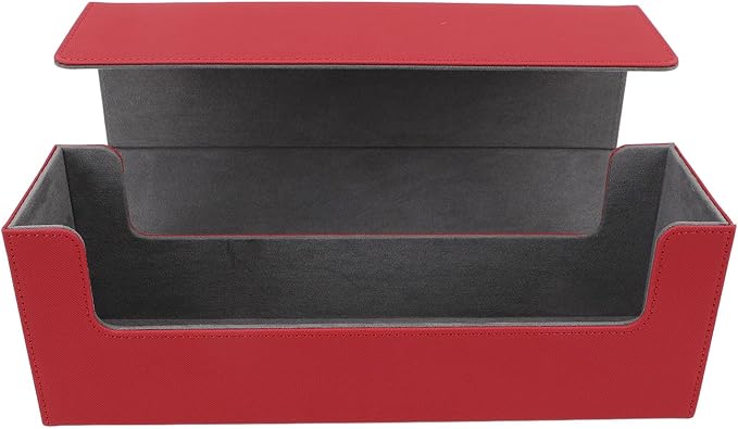 Alomejor PU Leather Card Storage Box, Large Capacity Magnetic Closure Deck for 400+ Cards with Felt Lining, Elegant Design for Tarot and Game Cards (Red)