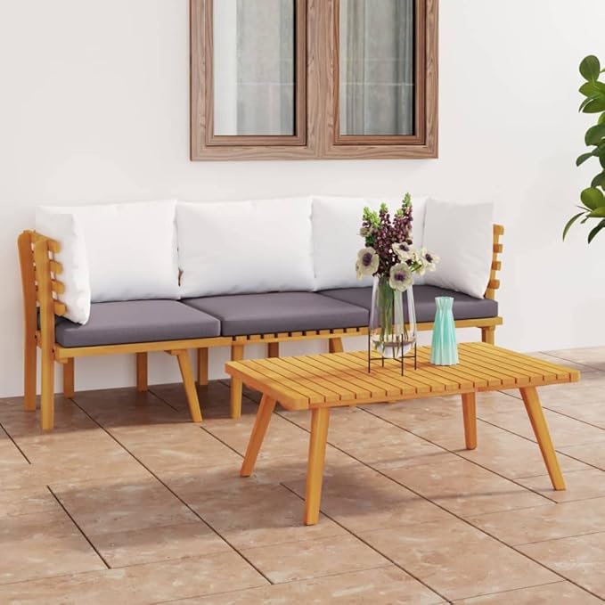 Patio Lounge Set with Cushions,Patio Furniture Sets,Patio Conversation Sets,Outdoor Furniture Sets,for Garden,Backyard,Outdoor,3 Piece Solid Acacia Wood