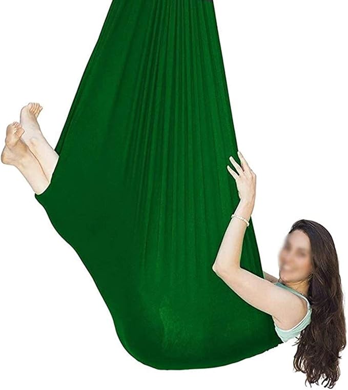 Kids Nylon Swing Hammock Indoor with Special Needs Elastic Parcel Steady Seat Swing Cuddle Hammock for Children Child and Teens Load Up to 200kg (Color : Green, Size : 150 x 280 cm (L x W).)