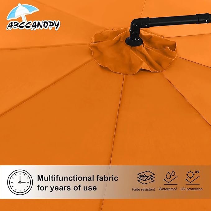 ABCCANOPY 10FT Cantilever Patio Umbrella with base included, 360° Rotation Outdoor Offset Umbrella for Backyard, Deck, Poolside (Tuscan)