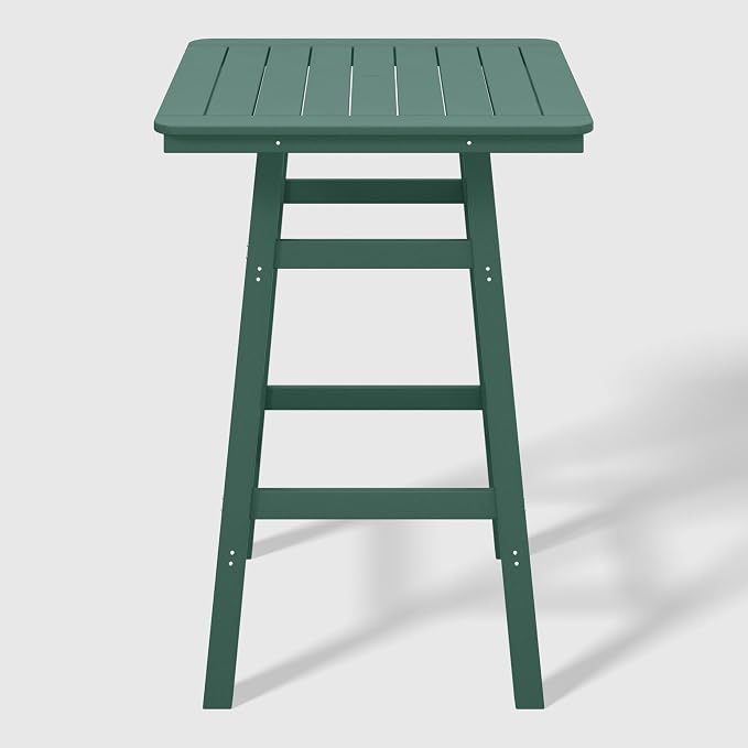 WestinTrends Malibu Square Outdoor Patio Bistro Bar Table with Umbrella Hole 42" Tall, Dark Green