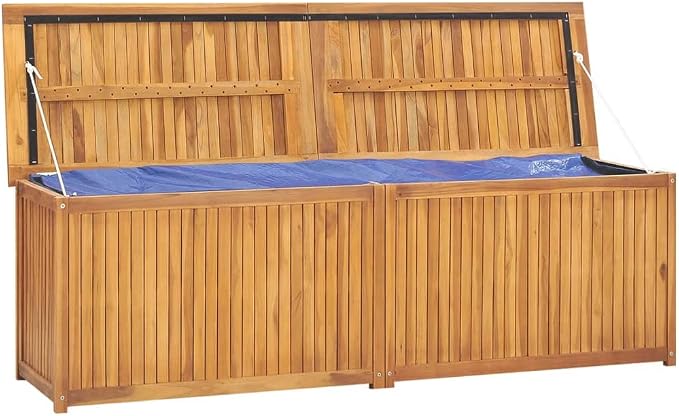 Wooden Patio Storage Box, Outside Storage Container for Patio Furniture, Wooden Deck Box, 68.9"x19.7"x21.7" Solid Wood Teak,-864