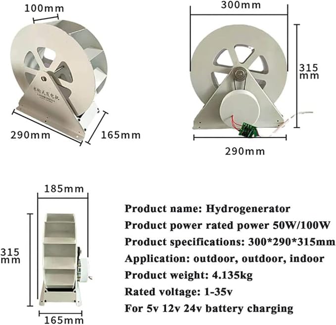 Water Turbine Generator, Hydroelectric Power Generation, Low-Speed Disc-Type Waterwheel for Outdoor Use, Renewable Energy Source for Clean Power