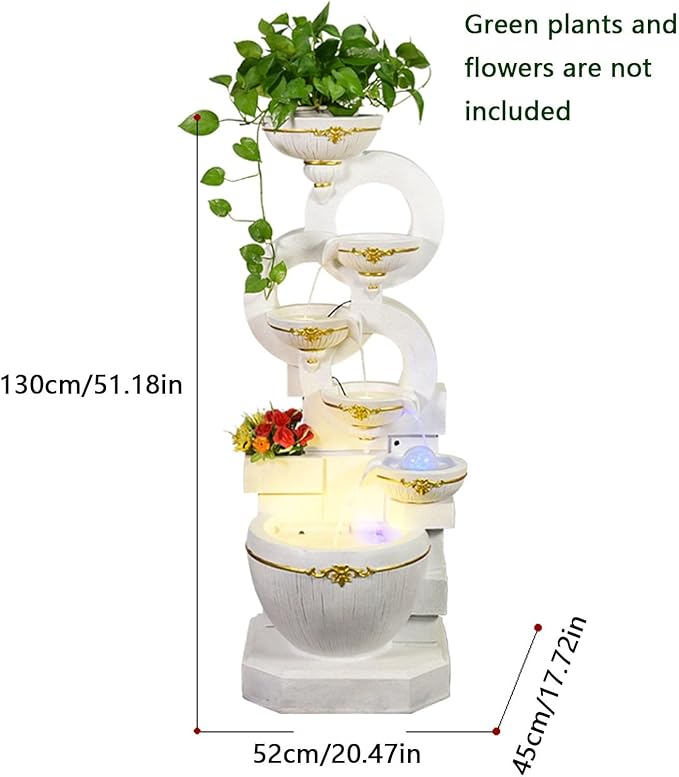 Outdoor Fountains Outdoor Water Fountains Decor Resin Indoor Fountain for Garden, Floor Patio, Deck, Porch, Backyard and Home Art Decor (51.18inch) Garden Water Fountain(Yellow)
