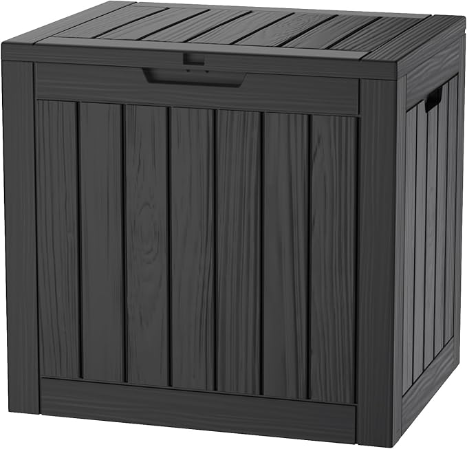 30 Gallon Waterproof Deck Box, Lockable Resin Storage Box for Patio Furniture Cushions Garden Tools and Outdoor Delivery Storage (Black)