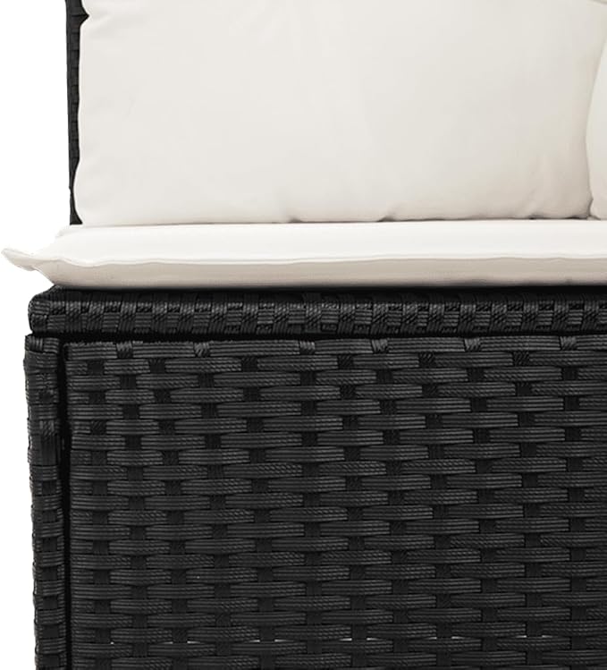 vidaXL Patio Sofa Set with Cushions 5 Piece, Outdoor Conversation Set, Sectional Sofa for Balcony Garden, Modern Style, Black Poly Rattan