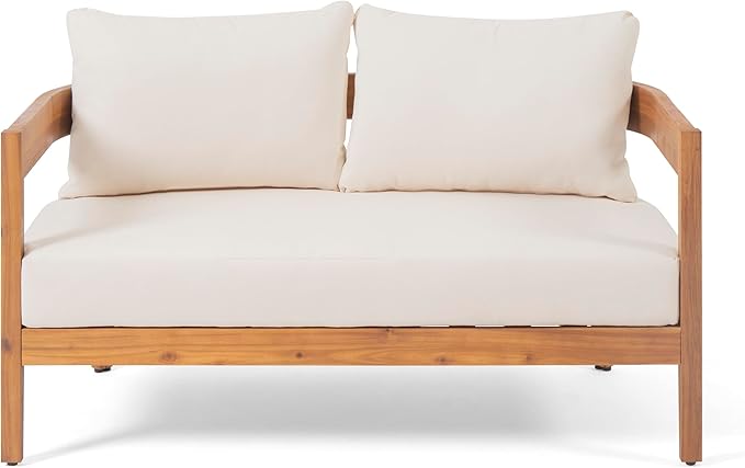 Merax 52" Outdoor Acacia Wood Frame Loveseat Sofa and 35.5" Coffee Table Set,with Cushions for Patio,Garden