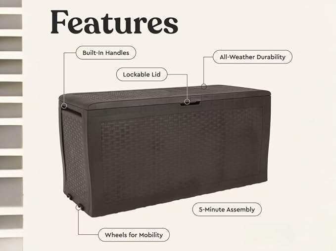 70 Gallons Large Outdoor Resin Deck Box, Brown