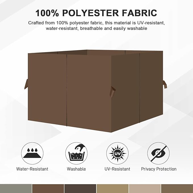 Aoodor 12x16 ft Outdoor Gazebo Curtains, 4 Panels Waterproof Privacy Sidewall Replacement with Zipper for Patio Pergola and Canopy, Brown