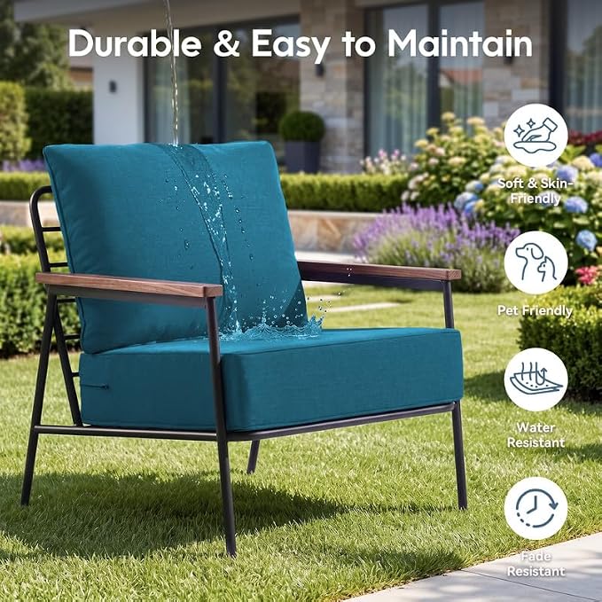 Luxury 22*24*6in Outdoor Patio Cushions, 6 Pieces Malachite Outdoor Cushion | 6'' Thick Outdoor Cushions, Water-Resistant, Reversible, Removable Cover, for Patio Chairs Sofa Couch Loveseat