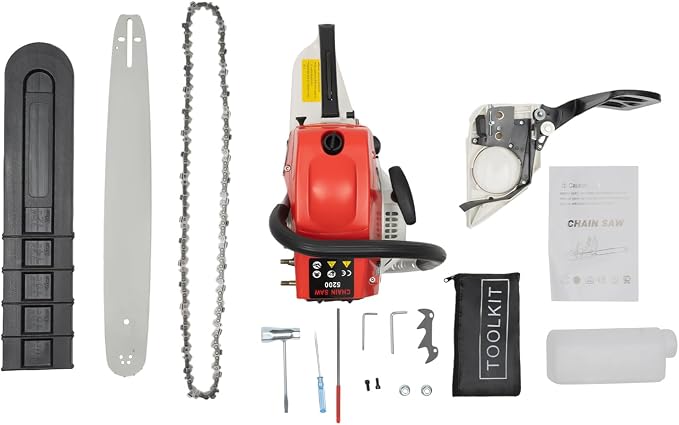 20inch Gas Chain Saw, 2.68HP 52CC 2-Stroke Gasoline Powered Chainsaw, Air Cooled Top Handle Gas Chainsaw Pull Start Petrol Chain Saw w/Automatic Lubrication System for Wood Cutting, Trees