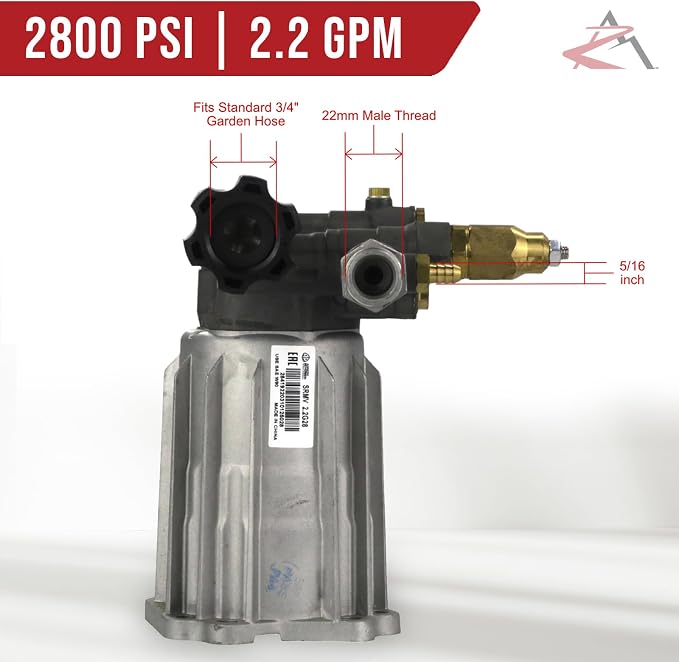 The ROP Shop 2800 psi, 3/4" Shaft, Horizontal Pressure Washer Water Pump & Deluxe Spray Kit