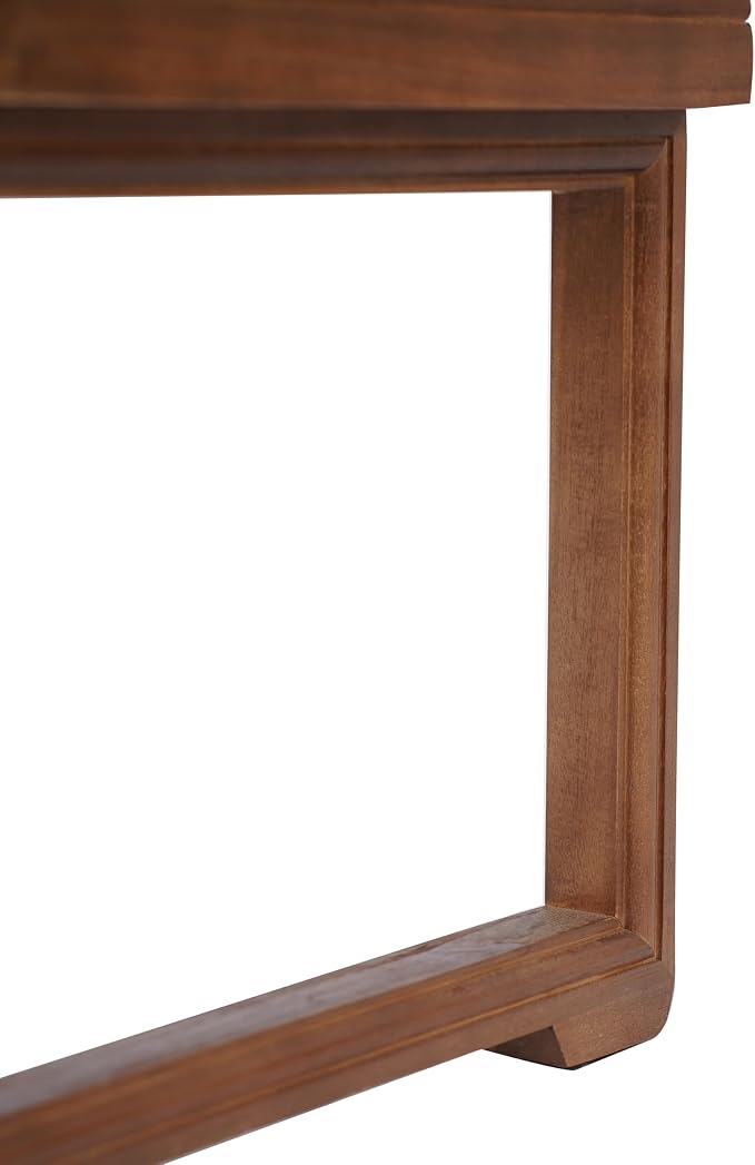 Outdoor Square Side Table with Acacia Wood Frame, Mocha