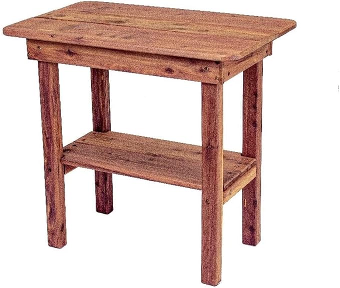 Pemberly Row Traditional Solid Wood Cedar Rectangle Side Table, Brown Finish, Eastern Red Cedar, Oil-Based Sealer, Handcrafted Patio End Table for Outdoor Seating Spaces